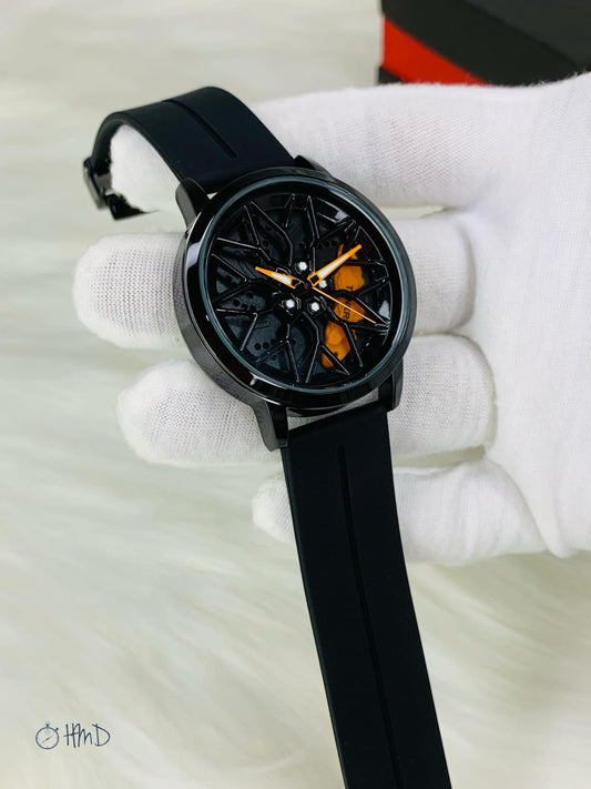 Rotating Rim Sports Watch – Premium Alloy Design | Automatic Wheel Movement